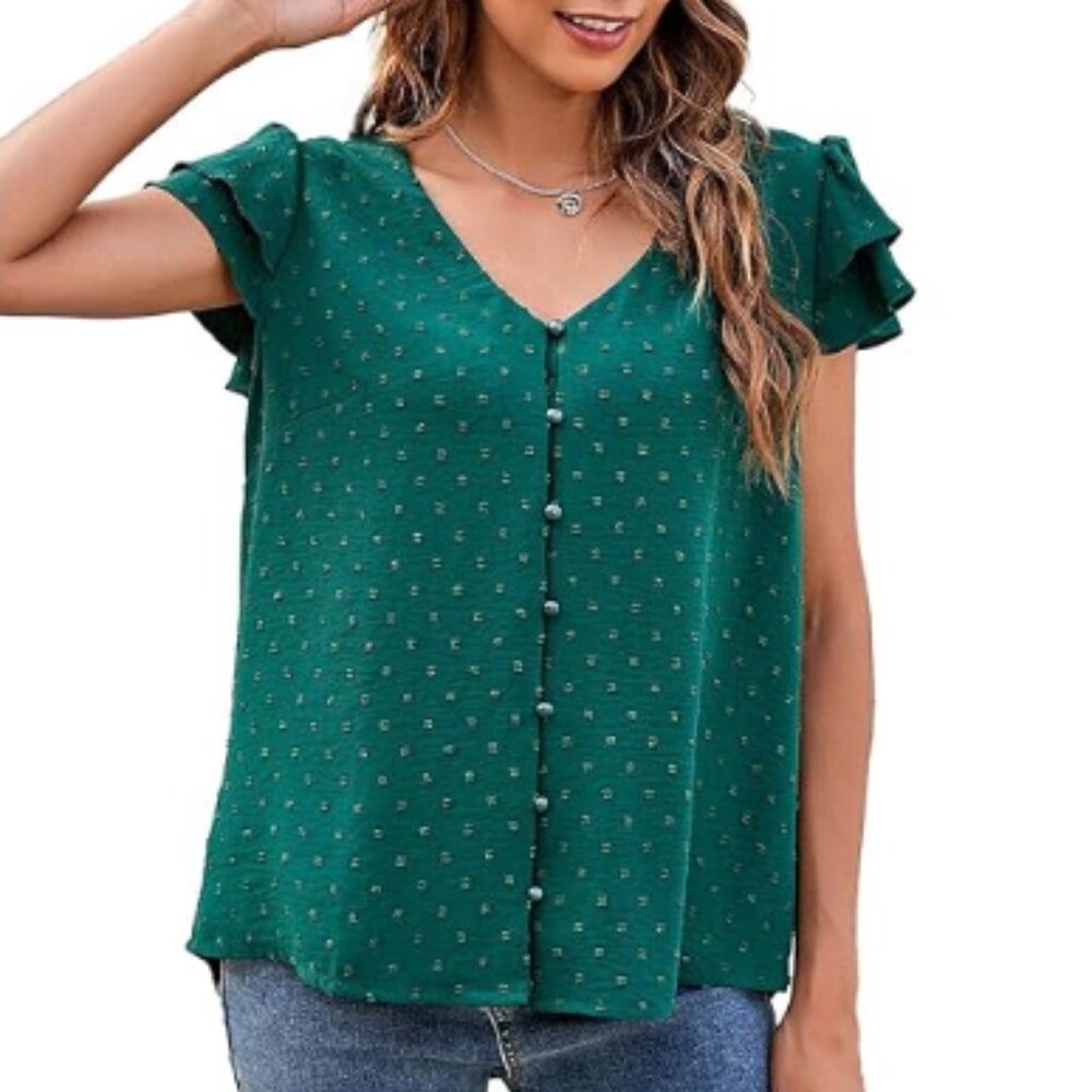 Shein Green Textured Blouse